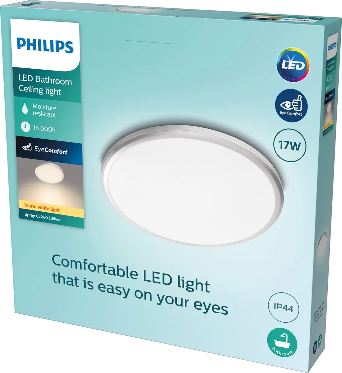Philips LED Spray Badkamerplafonnière 17W - Ø34,7cm - Chroom