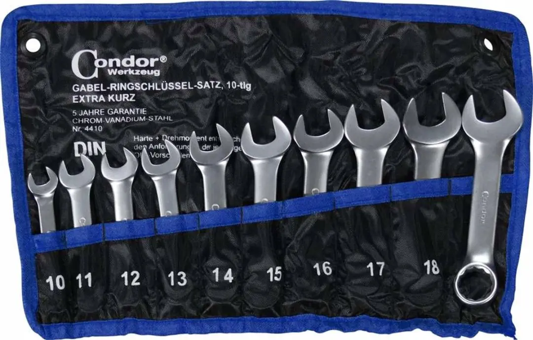 Condor Ringsleutelset Kort 10-19mm 10 Delig Chroom-Vanadium