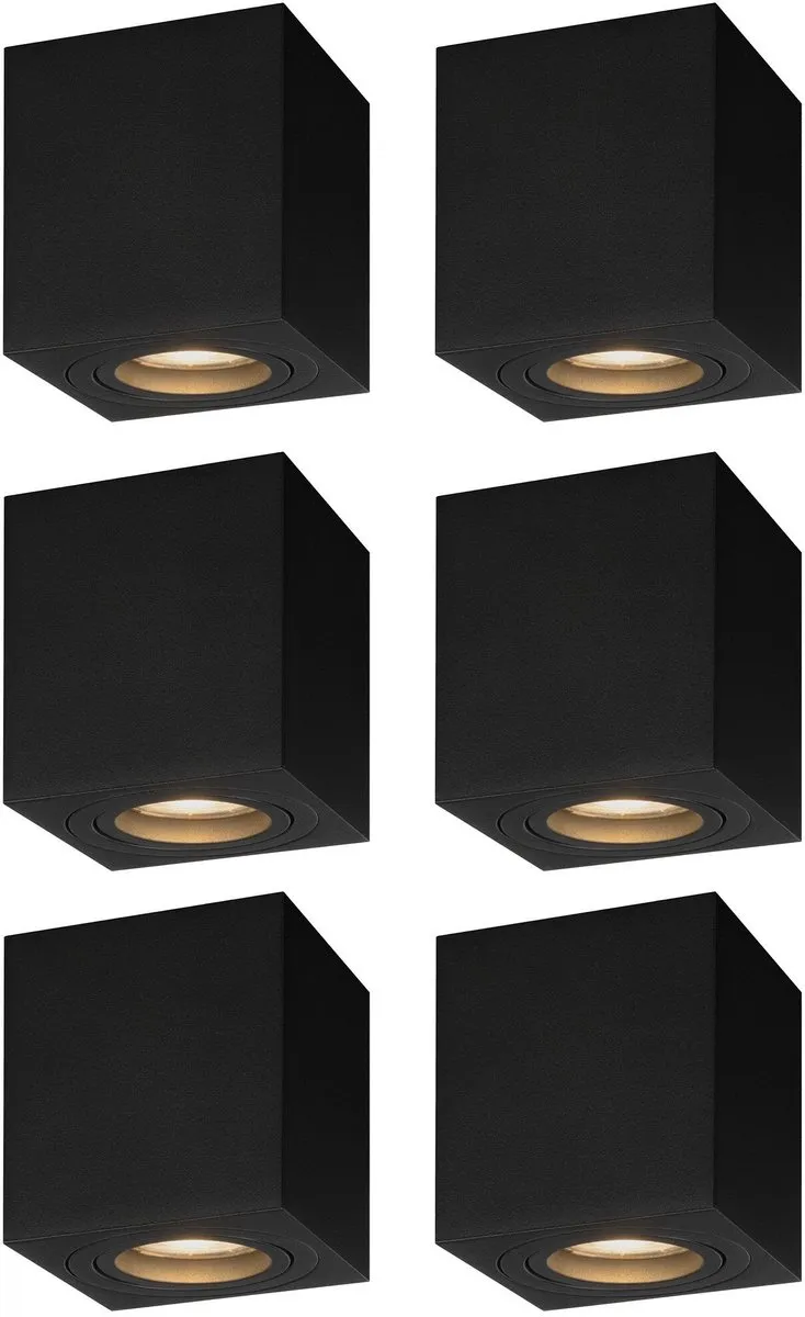 LEDVION 6x LED Opbouwspots 3W 2700K - Zwart