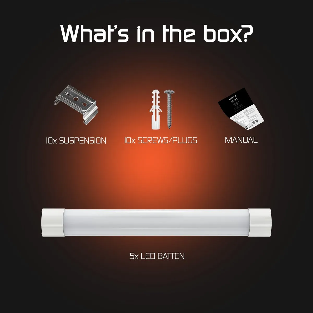 Ledvion LED Armatuur 60cm 15W 6500K - 5 Stuks