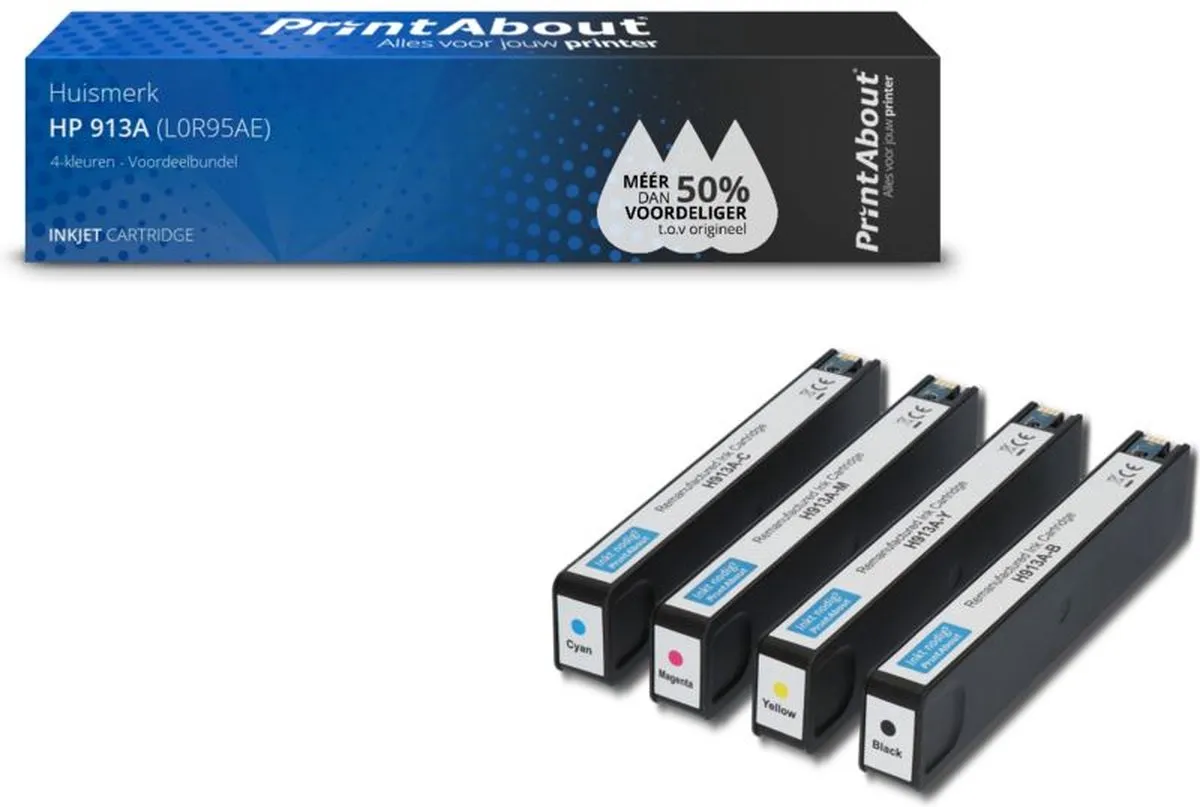 PrintAbout HP 913A L0R95AE Inktcartridge 4-kleuren
