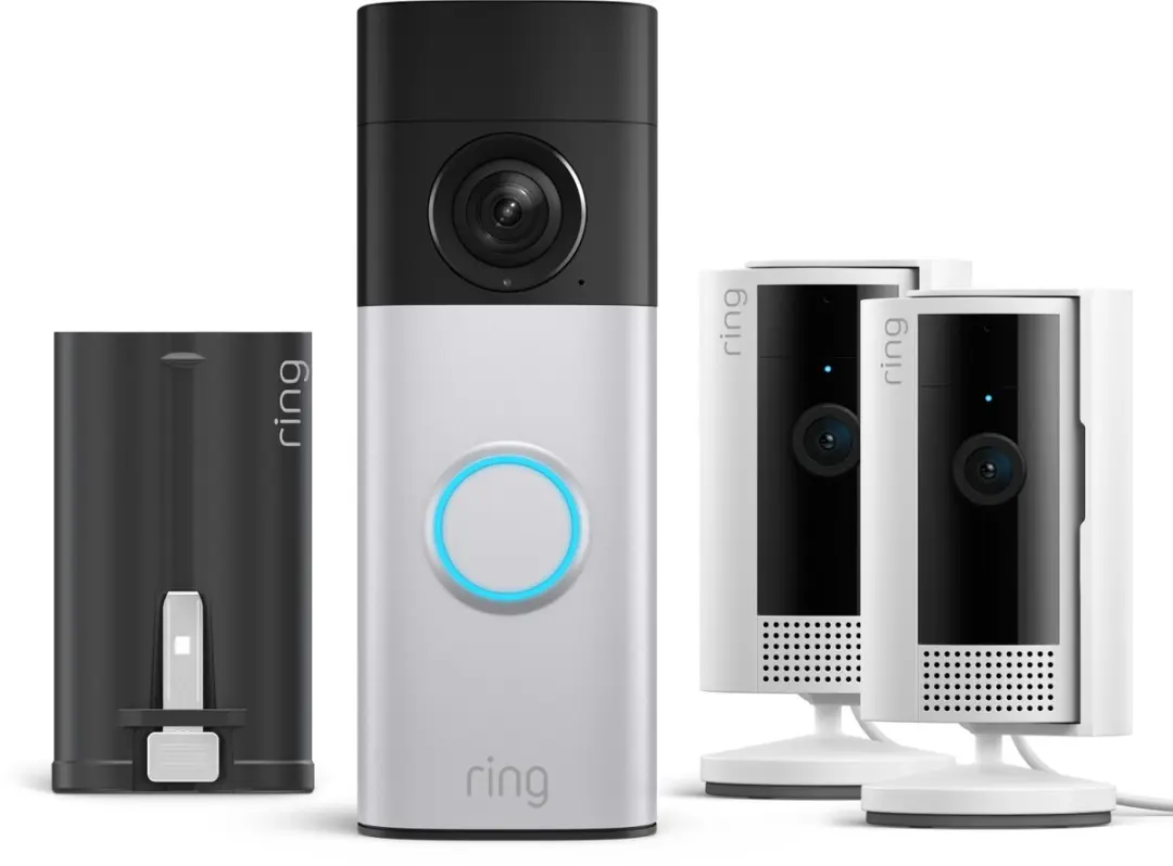 Ring Battery Video Doorbell 2K Plus met Ultra Battery en 2-pack binnencamera op