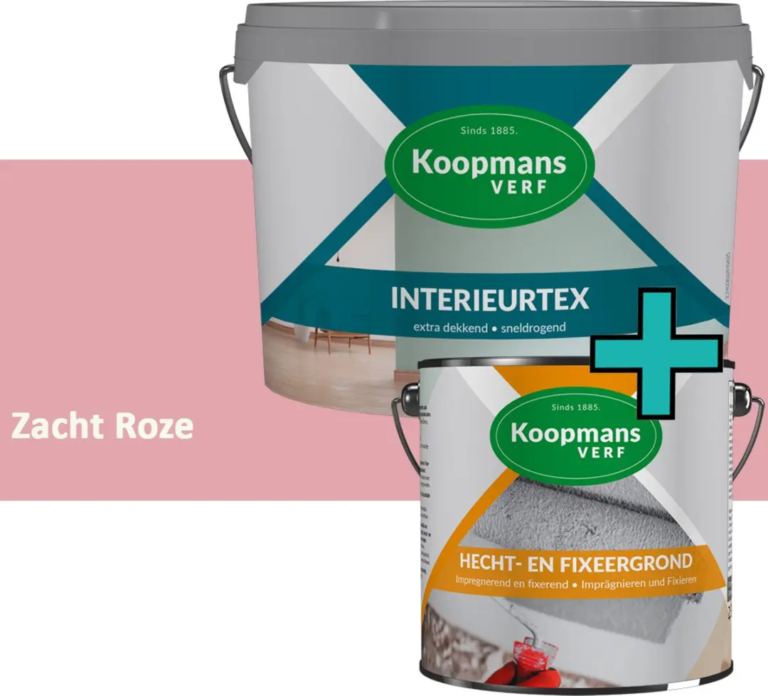 Koopmans Hecht- en Fixeergrond + Interieurtex Muurverf Set