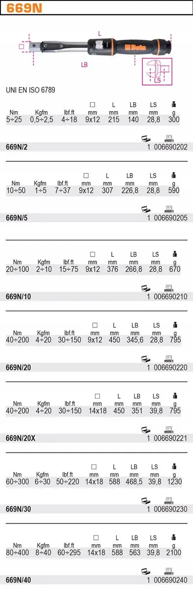 Beta Momentsleutel 5-25 Nm, 9x12mm aansluiting, zonder kop