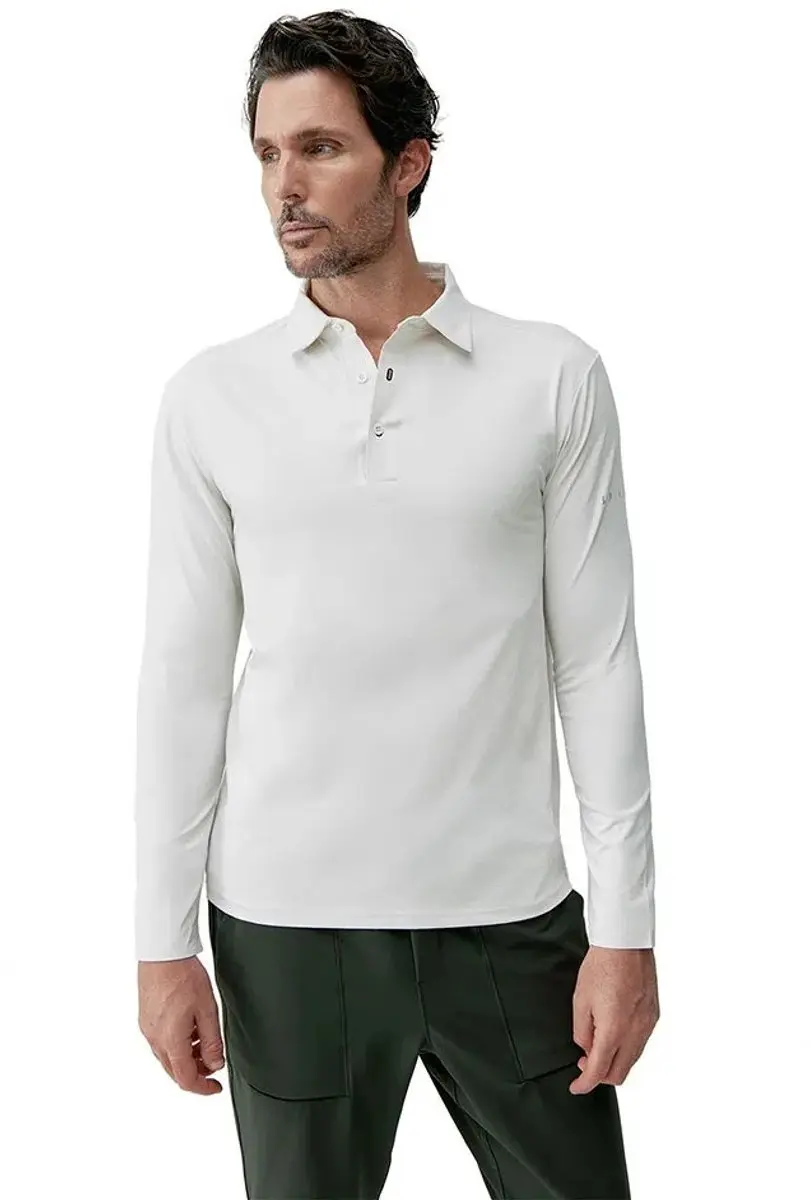 Born Living Yoga Maroni Lange Mouw Poloshirt Wit L Man