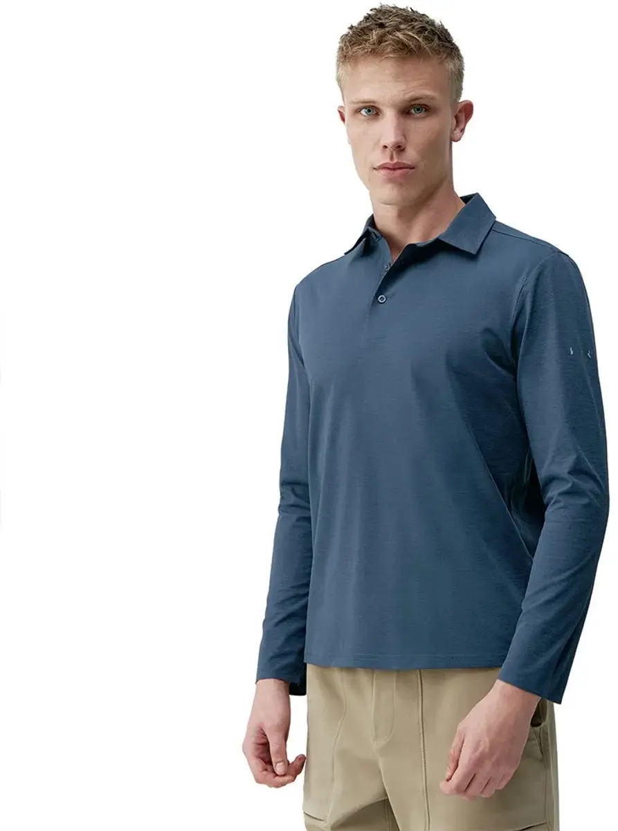Born Living Yoga Maroni Lange Mouw Poloshirt Blauw S Man