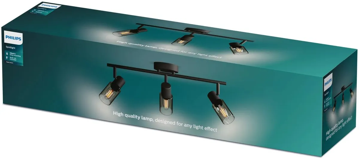 Philips Palms Spot Plafondspot 4x25W - Zwart