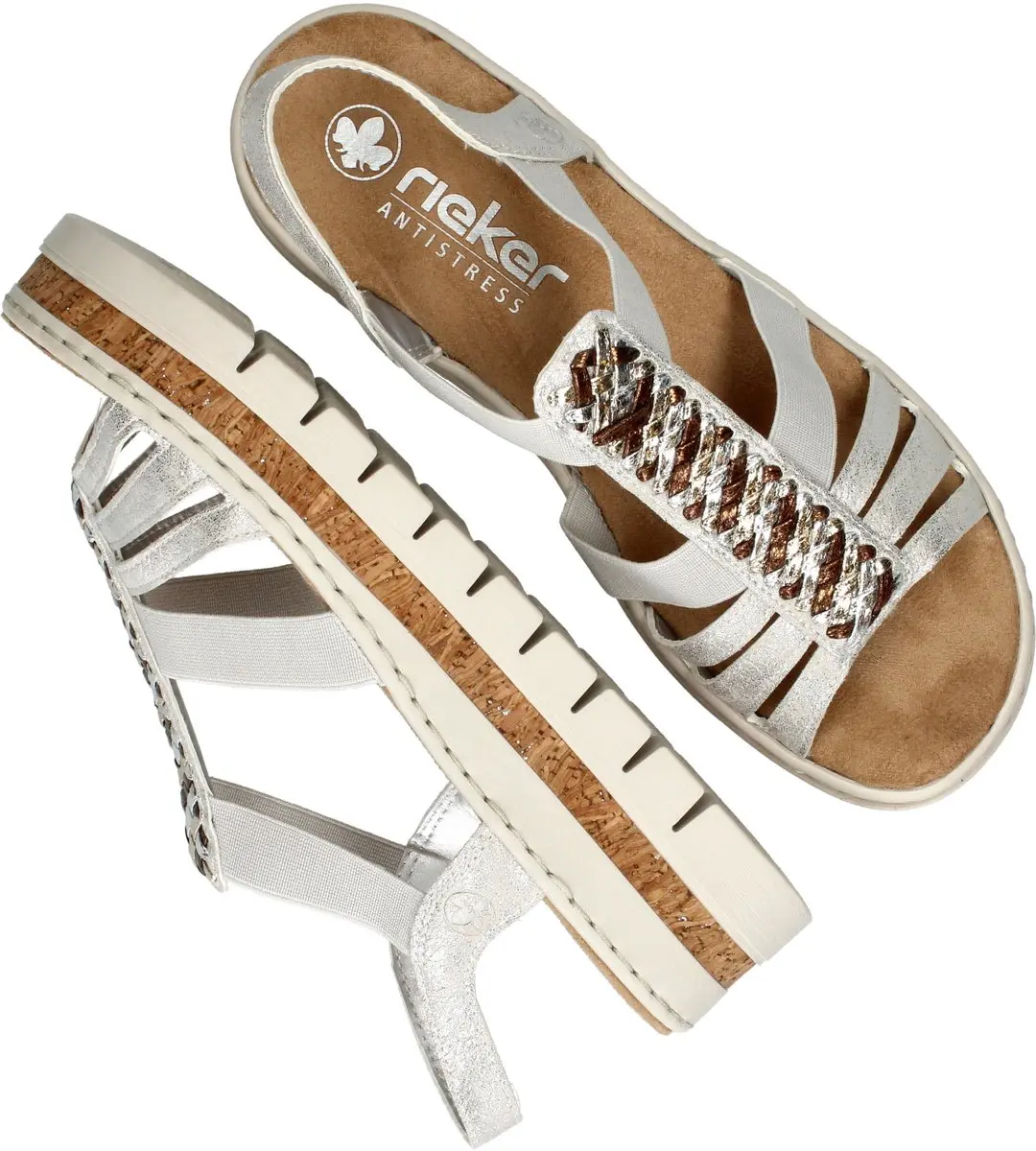 Rieker V4918 Dames Sandalen - Zilver - Maat 43 - afbeelding 5 van 6