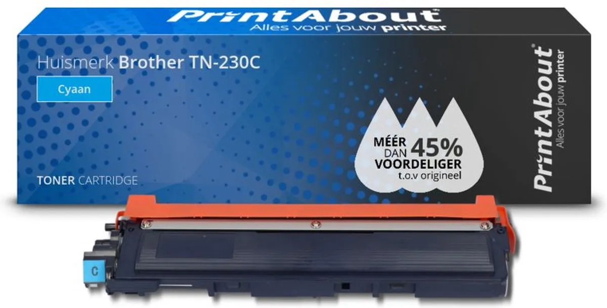 PrintAbout Brother TN-230C Toner Cyaan - 7.300 Pagina's