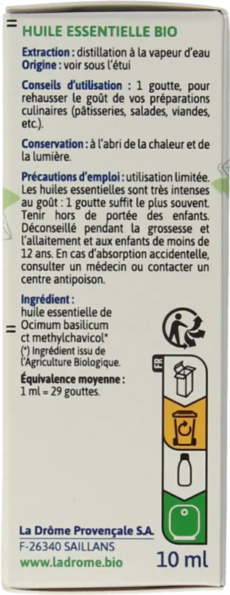 Ladrôme Basilicum Exotisch Etherische Olie Bio 10ml