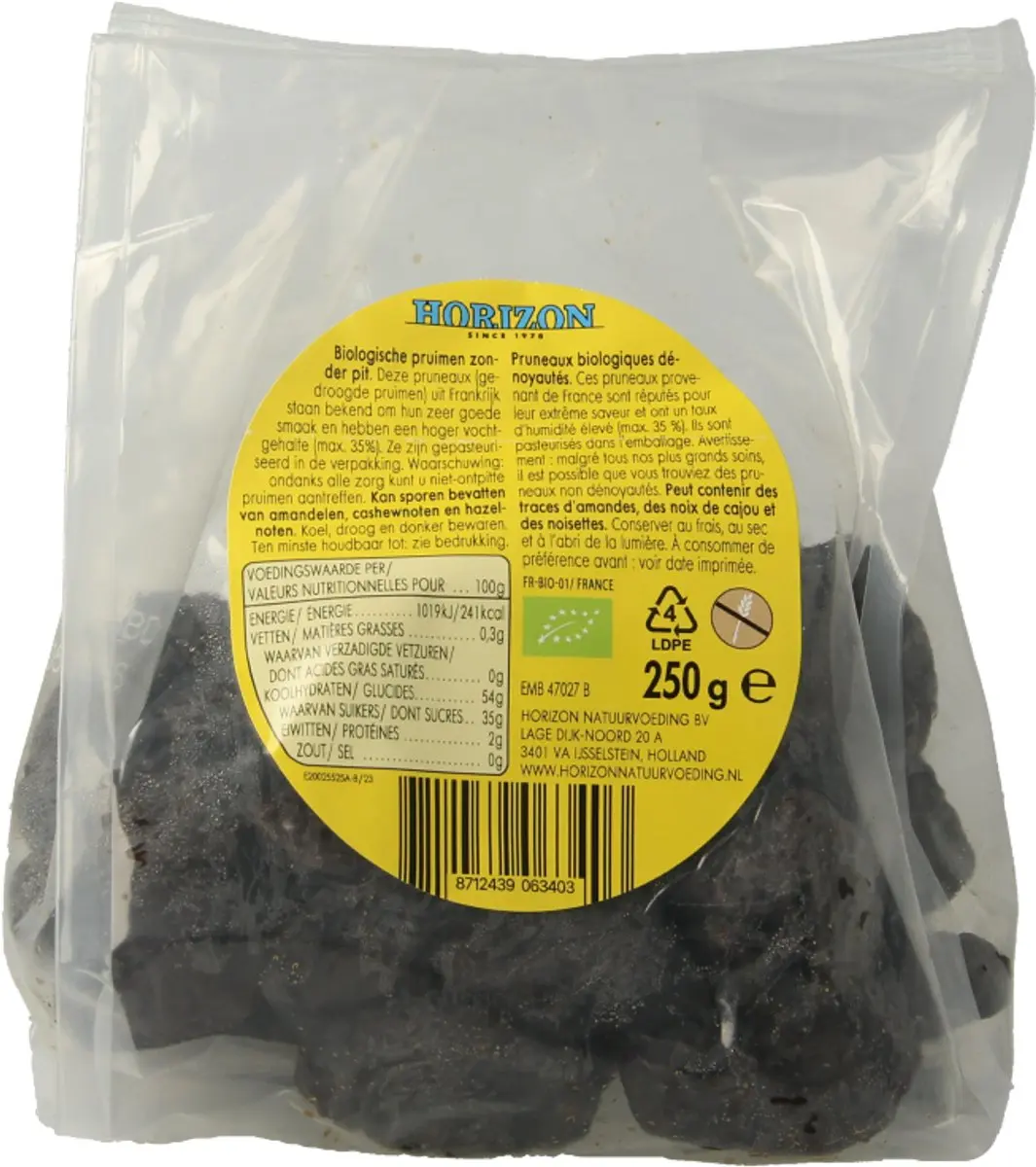 Horizon Pruimen Zonder Pit Eko 250g - 12 Stuks