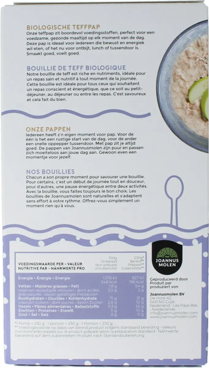 Joannusmolen Teff Pap Bio 300g
