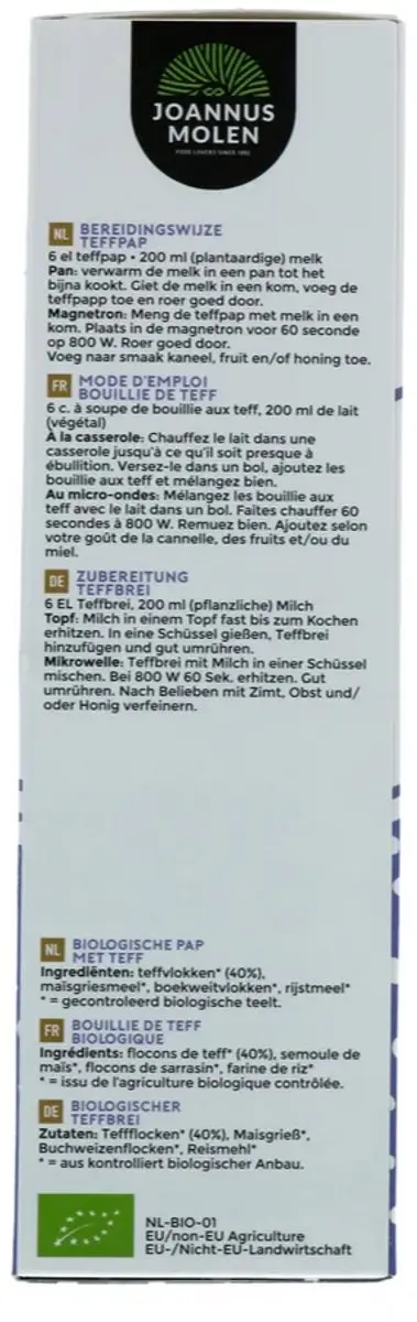 Joannusmolen Teff Pap Bio 300g