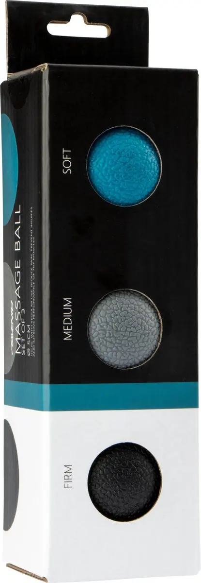 Avento Massageballen 5cm - Blauw/Grijs/Zwart - 3 Stuks