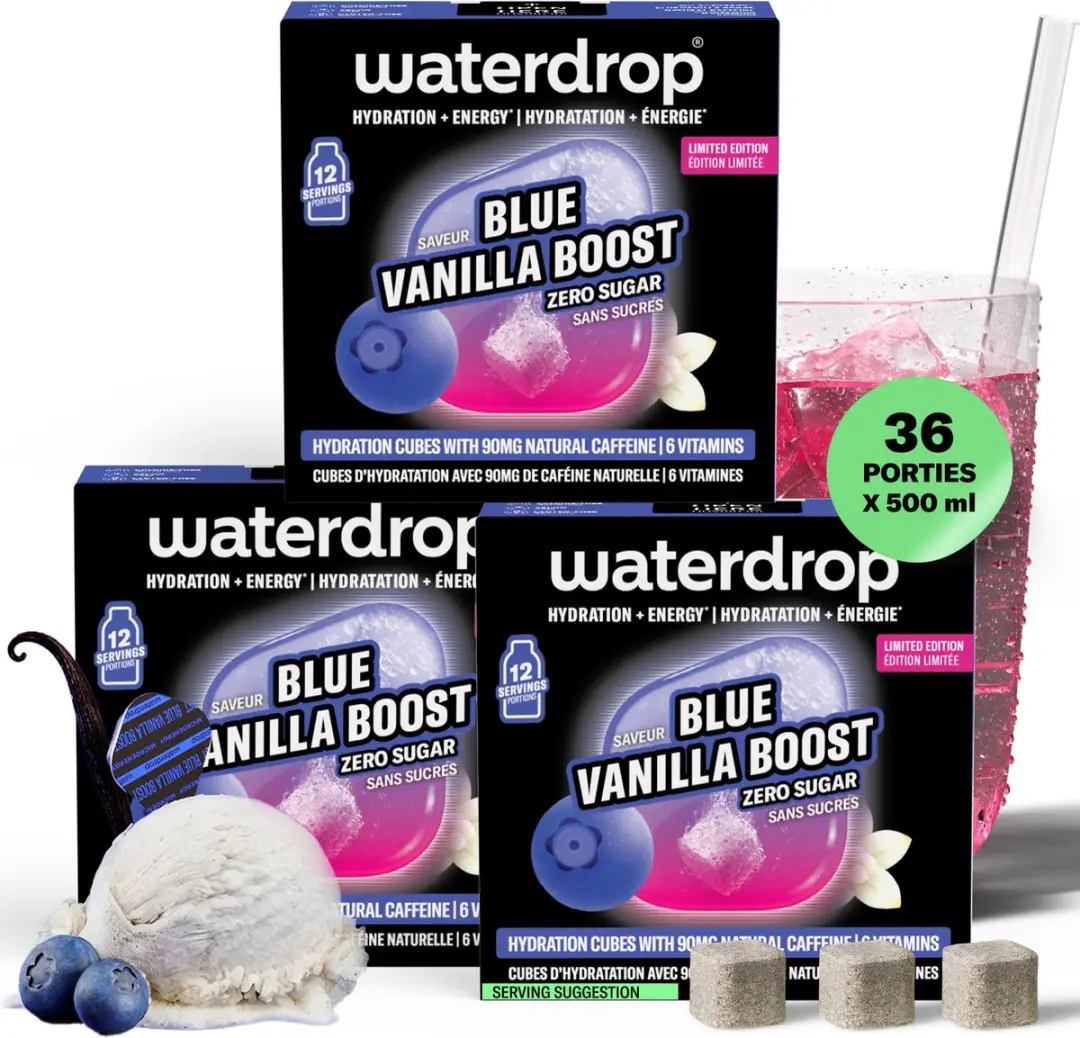 waterdrop Microenergy Blue Vanilla Set Suikervrije Energie Drink Poeder Water Sm
