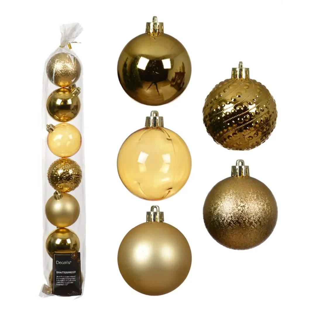 Gouden Kerstballen Mix 7 stuks