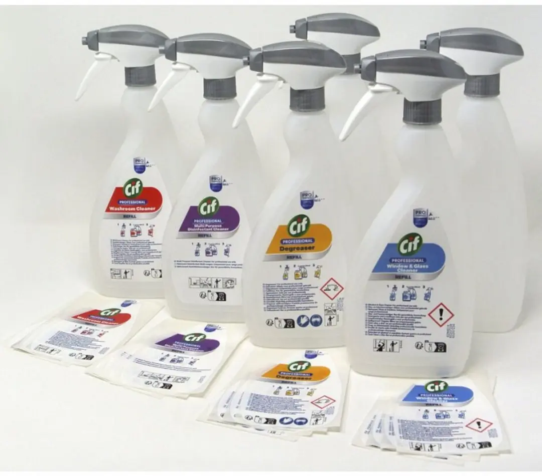 Cif Professional doseerflessenset, 6 lege sprayflessen, 750 ml