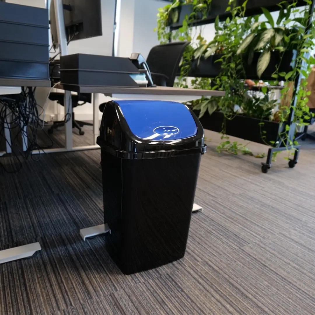 Los pushdeksel afvalbak Clap 50 liter zwart, blauw
