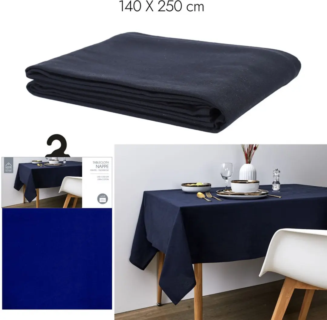 Tafellalken/tafelkleed katoen marineblauw 140*250cm