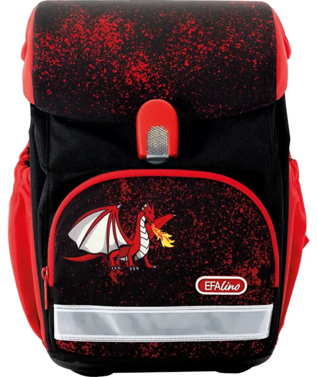 EBERHARD FABER schooltas set EFAlino Draak, 4-delig, zwart/rood, 21 liter