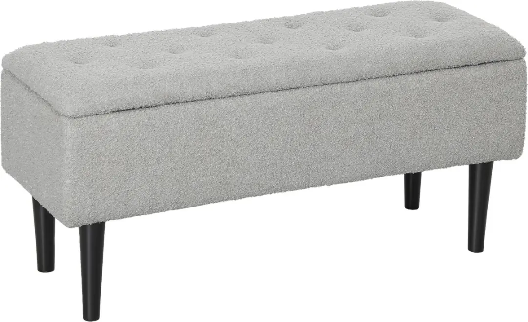 HOMCOM Opbergottomaan Polyester, Rubberwood 95L x 38B x 45H cm Grijs