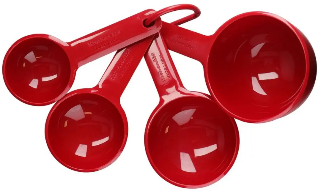 Maatcups, Maatlepels, Set van 4 Stuks, Rood, Kunststof, 1/4 Cup tot 1 Cup