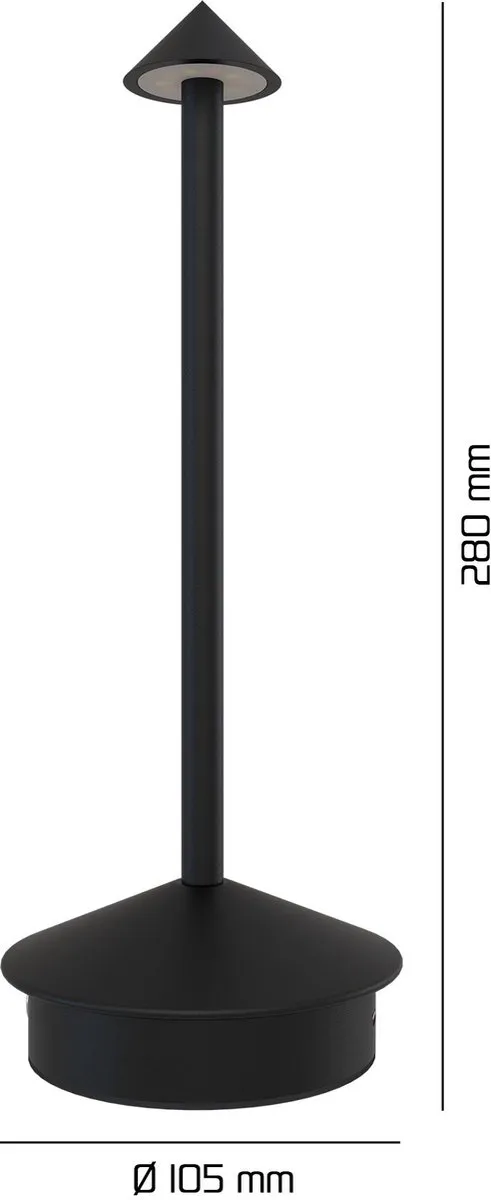 Ledvion Alba Oplaadbare Tafellamp - 1W - Mat Zwart