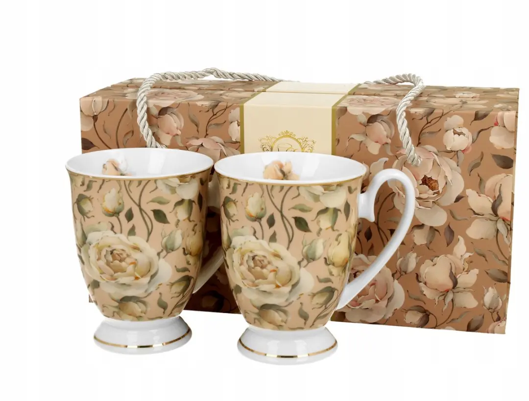 Set van 2 Royal English Roses Cream Mokken