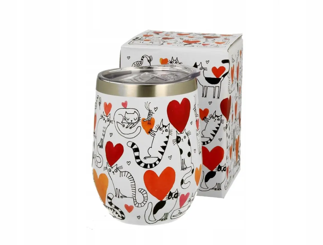 Duo Gift Thermoskan Mok 'Kattenwereld Hartjes' 330ml