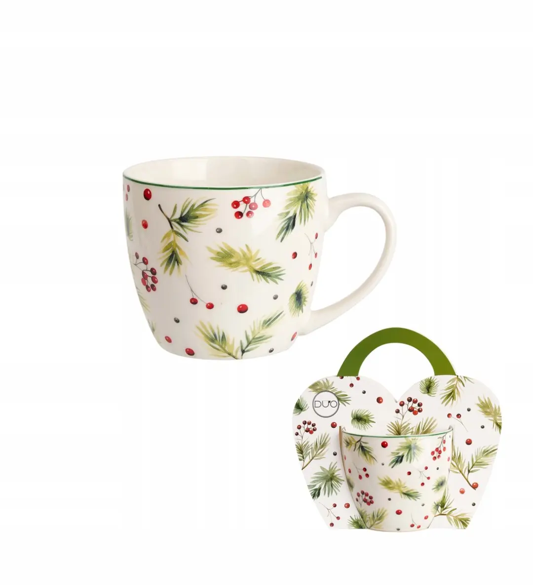 Duo Kerst Mok 460 ml 'Kerstblaadjes'
