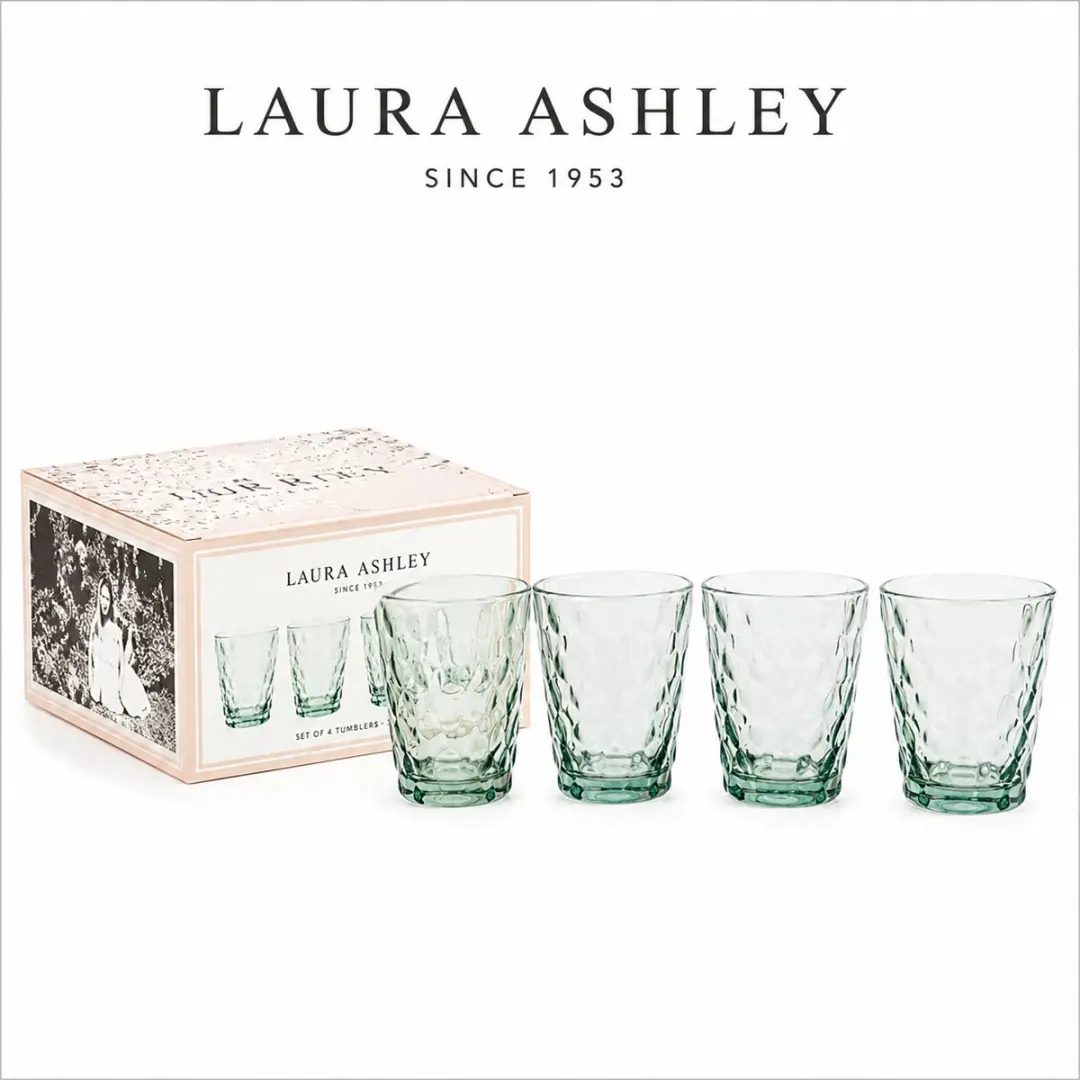 Laura Ashley Waterglazen set van 4 - Mondgeblazen - GiftSet - Helder 25 cl.
