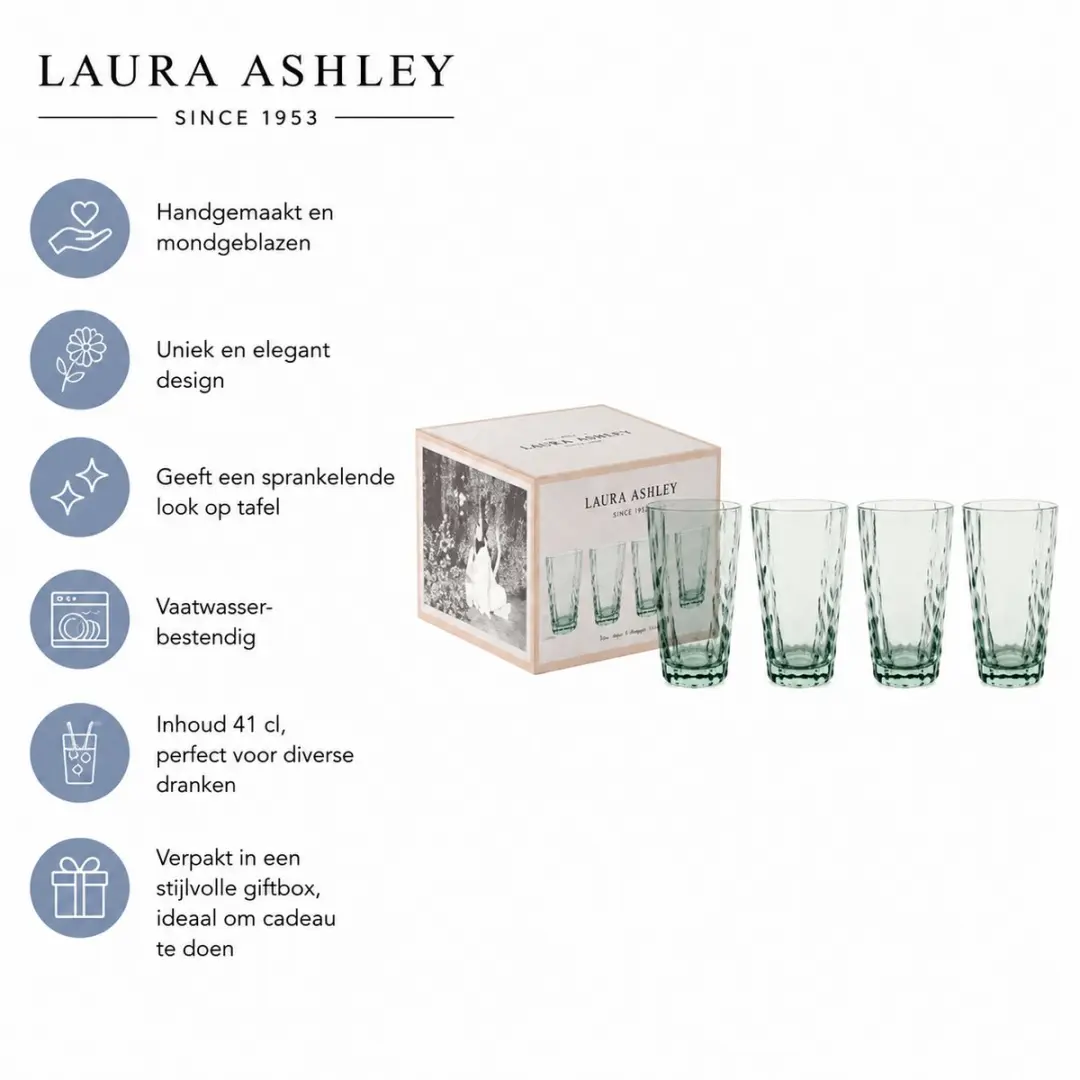 Laura Ashley Longdrinkglazen set van 4
