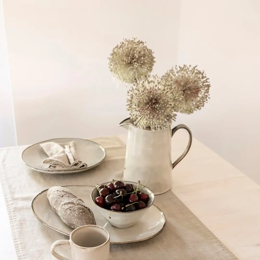 Dutch Rose Organic Kan 1.6L - Handgemaakt Stoneware - Creme