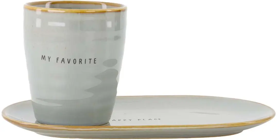 Zusss Serving Plate Happy Place Keramiek Ash Blue
