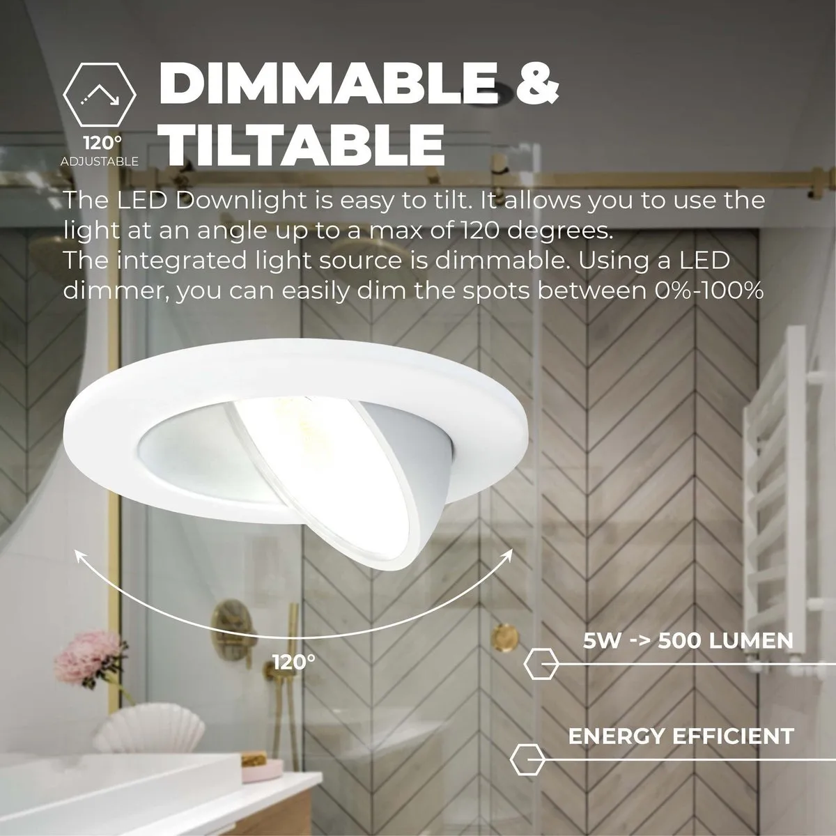 Ledvion LED Inbouwspot 5W - Wit - IP65 - Ø75mm