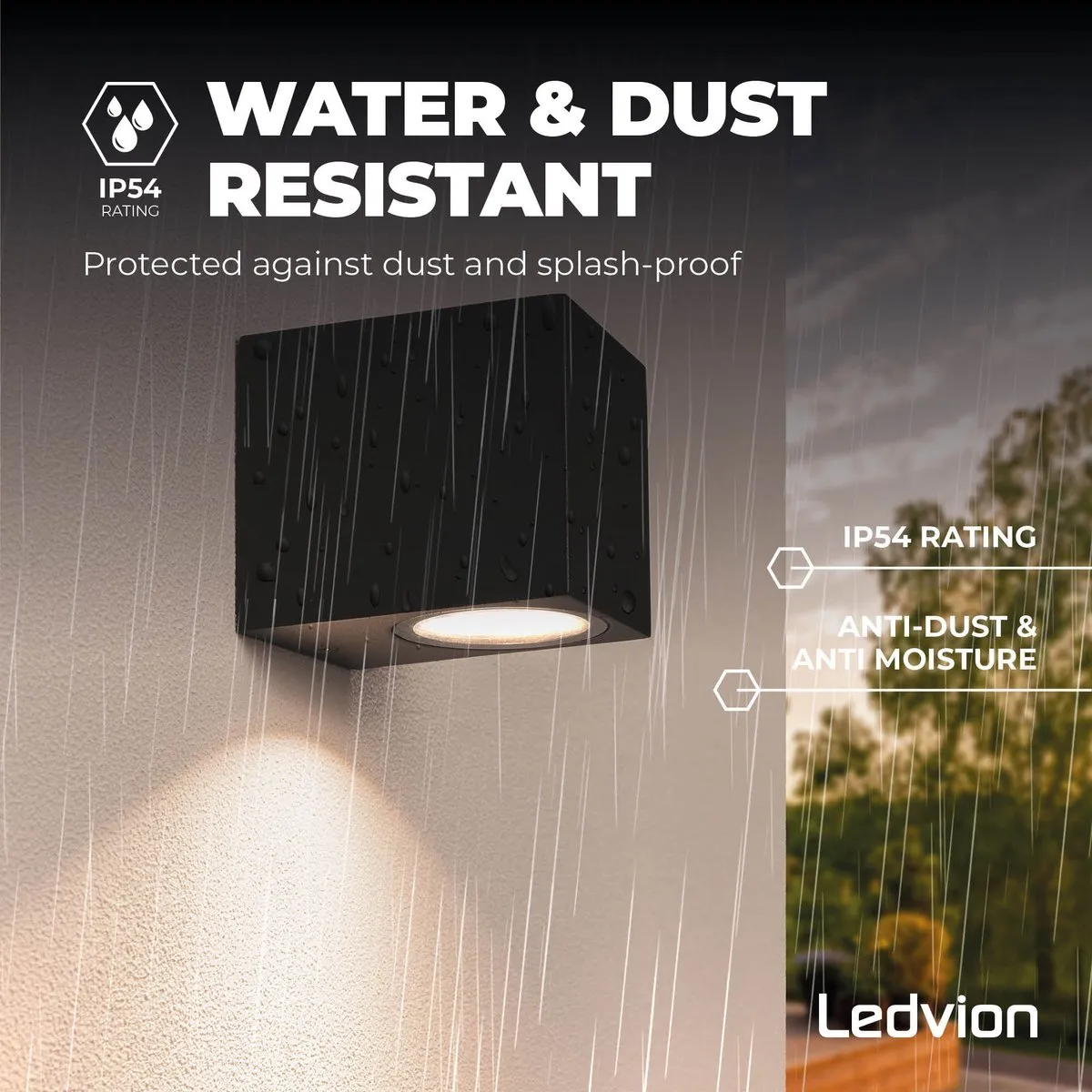 LEDVION Hydra Wandlamp 3W 2700K Zwart - IP54