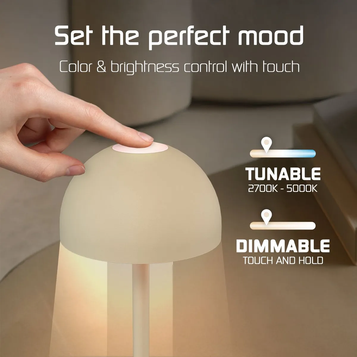 LEDVION Vita Oplaadbare Tafellamp 2x - Beige - 2700K - IP54