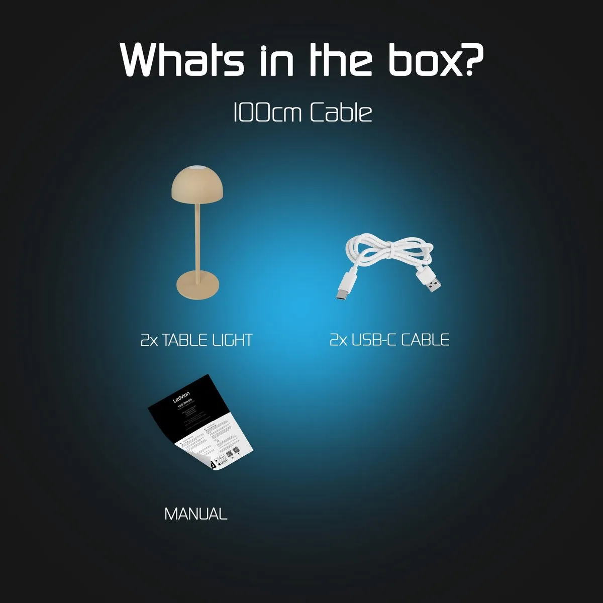 LEDVION Vita Oplaadbare Tafellamp 2x - Beige - 2700K - IP54