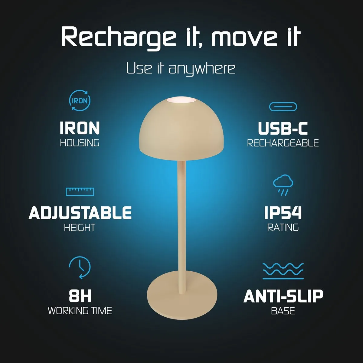 LEDVION Vita Oplaadbare Tafellamp 2x - Beige - 2700K - IP54