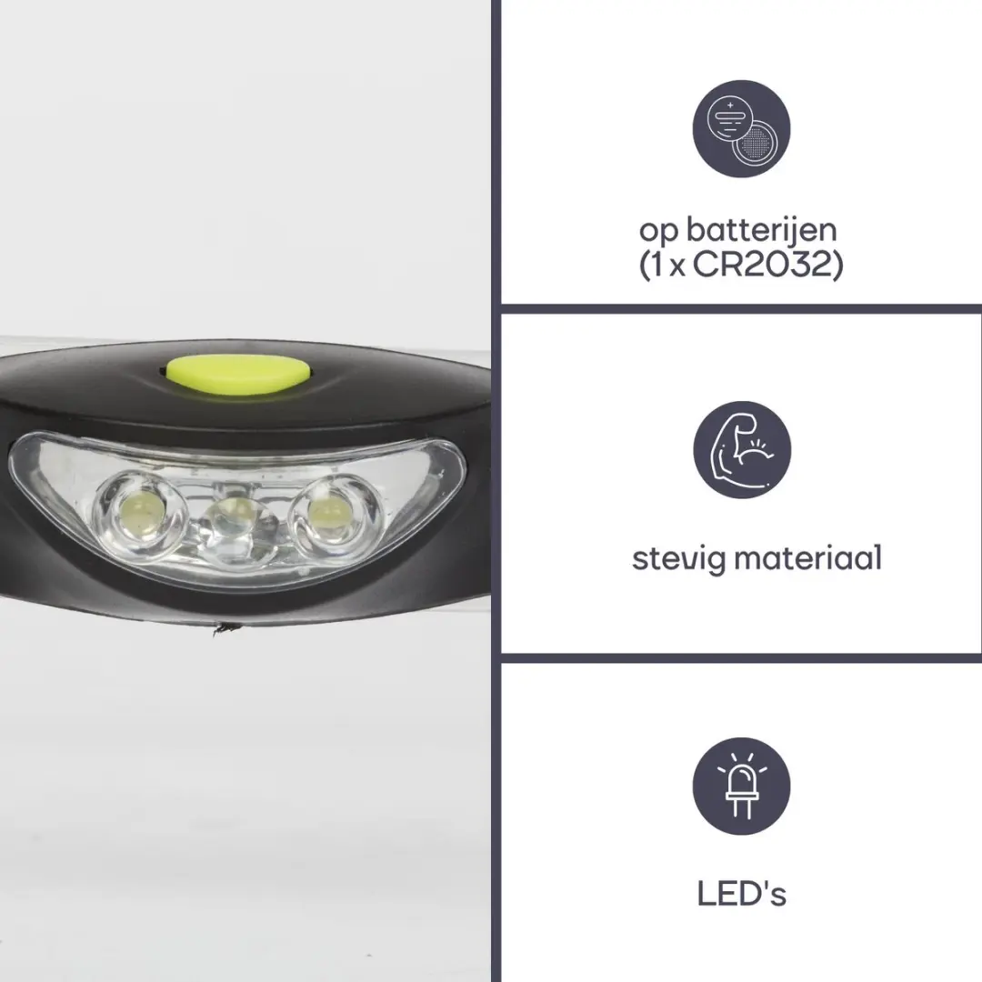 Perel EHL7N Ledhoofdlamp - 3 Witte LED's - 3 Lichtmodi - Zwart - afbeelding 3 van 6