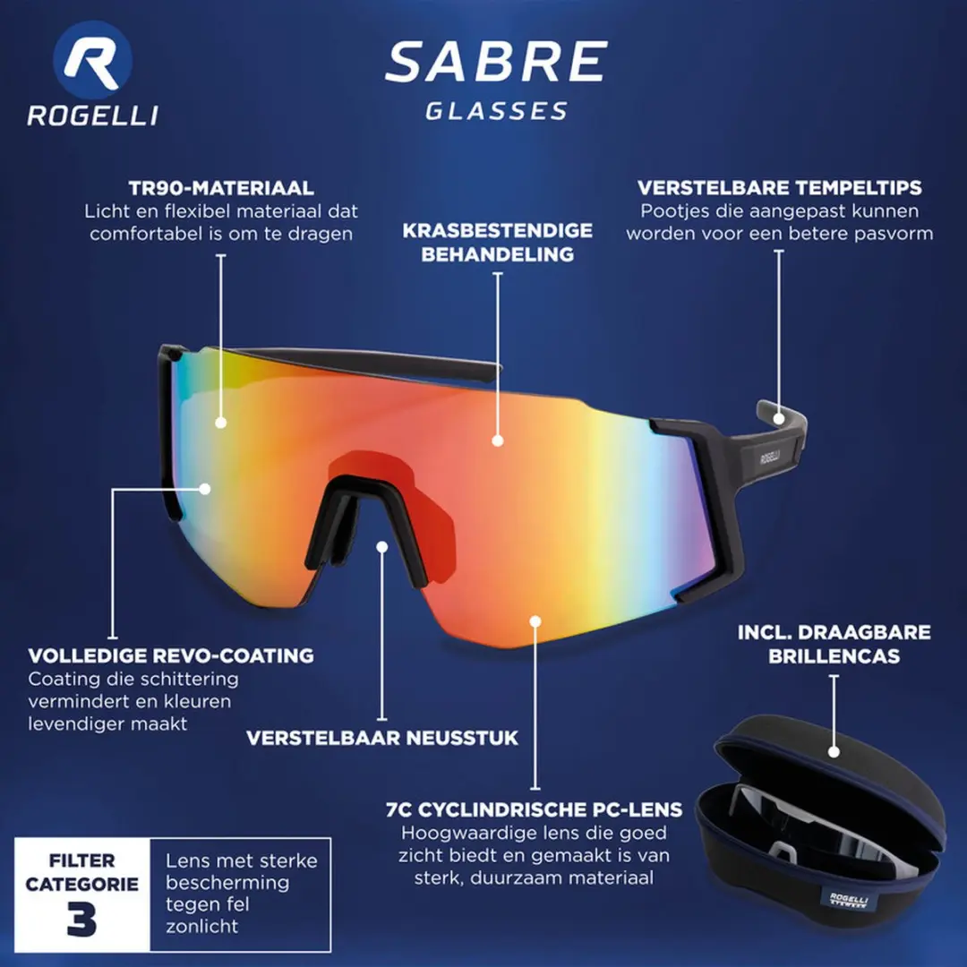 Rogelli Sabre Fietsbril - Zwart/Rood