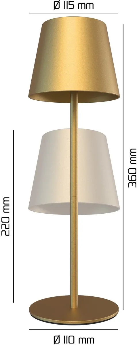 LEDVION Nyra Oplaadbare Tafellamp - 3W - Goud - IP54