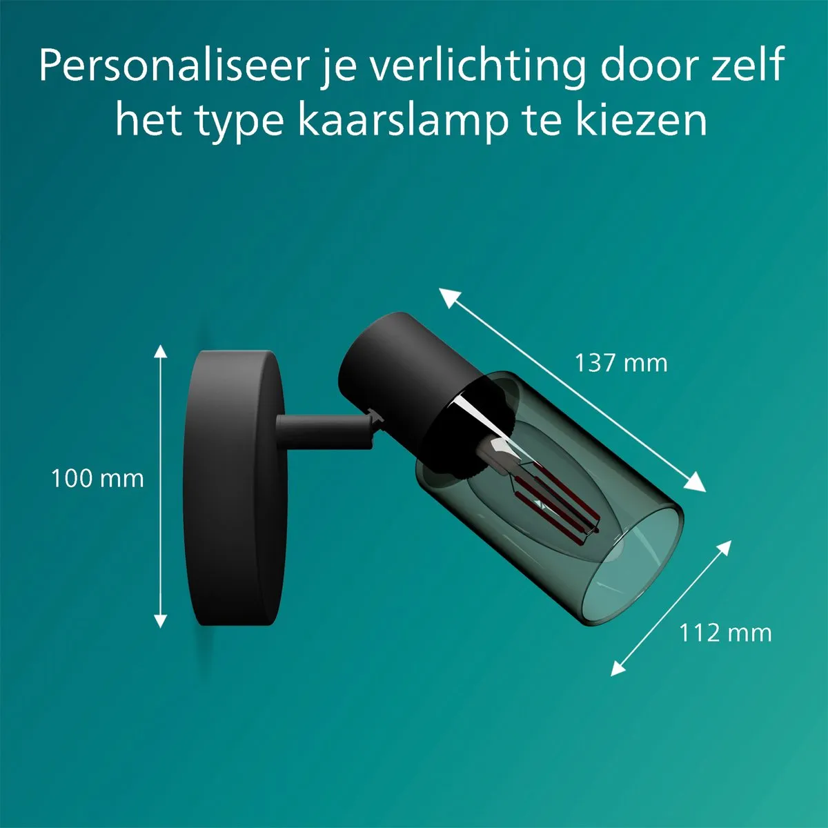 Philips Palms Spot Wandspot E14 - 4x25W - Zwart - afbeelding 6 van 6
