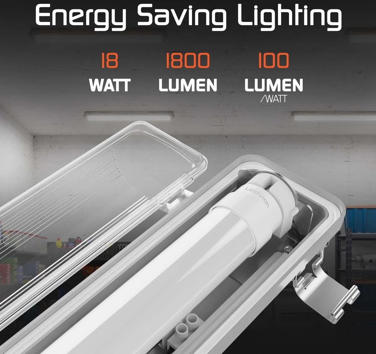 Ledvion LED TL Armatuur 120cm 18W 6500K - Grijs