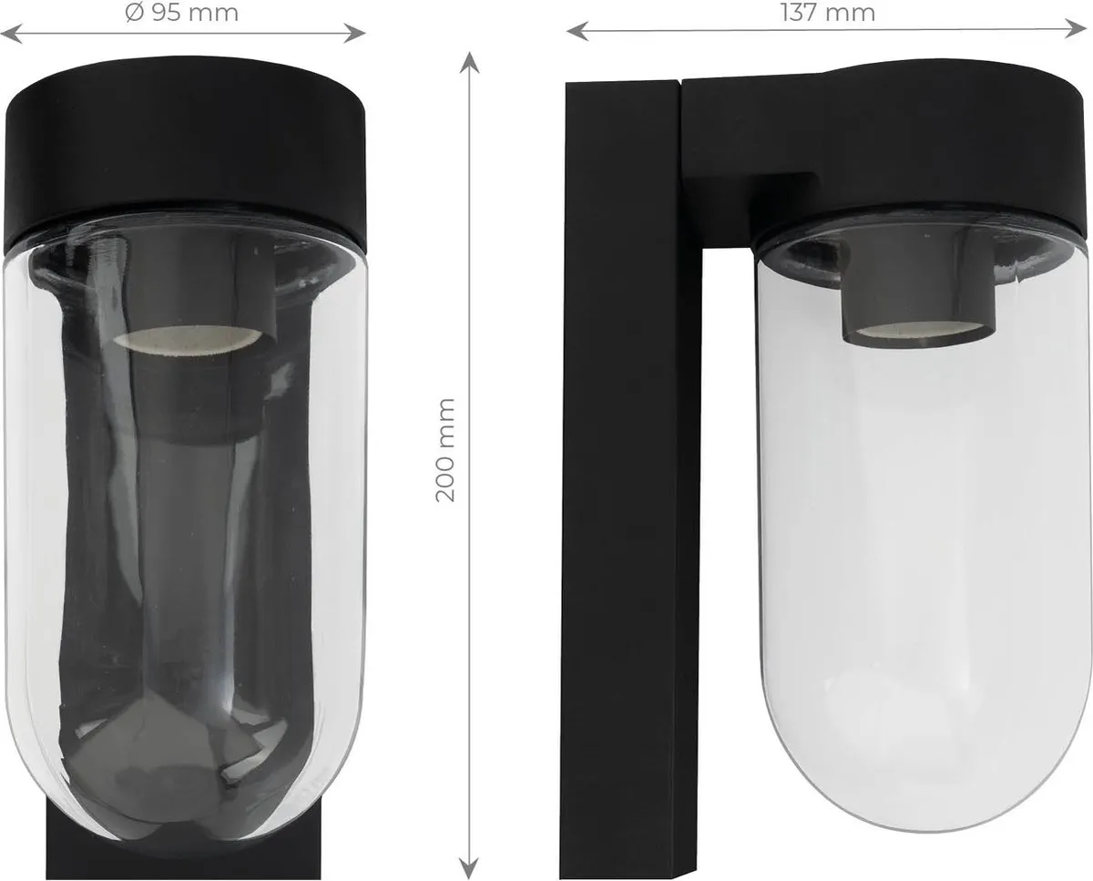 Ledvion Wandlamp E27 IP44 - 2x 0,5W Zwart