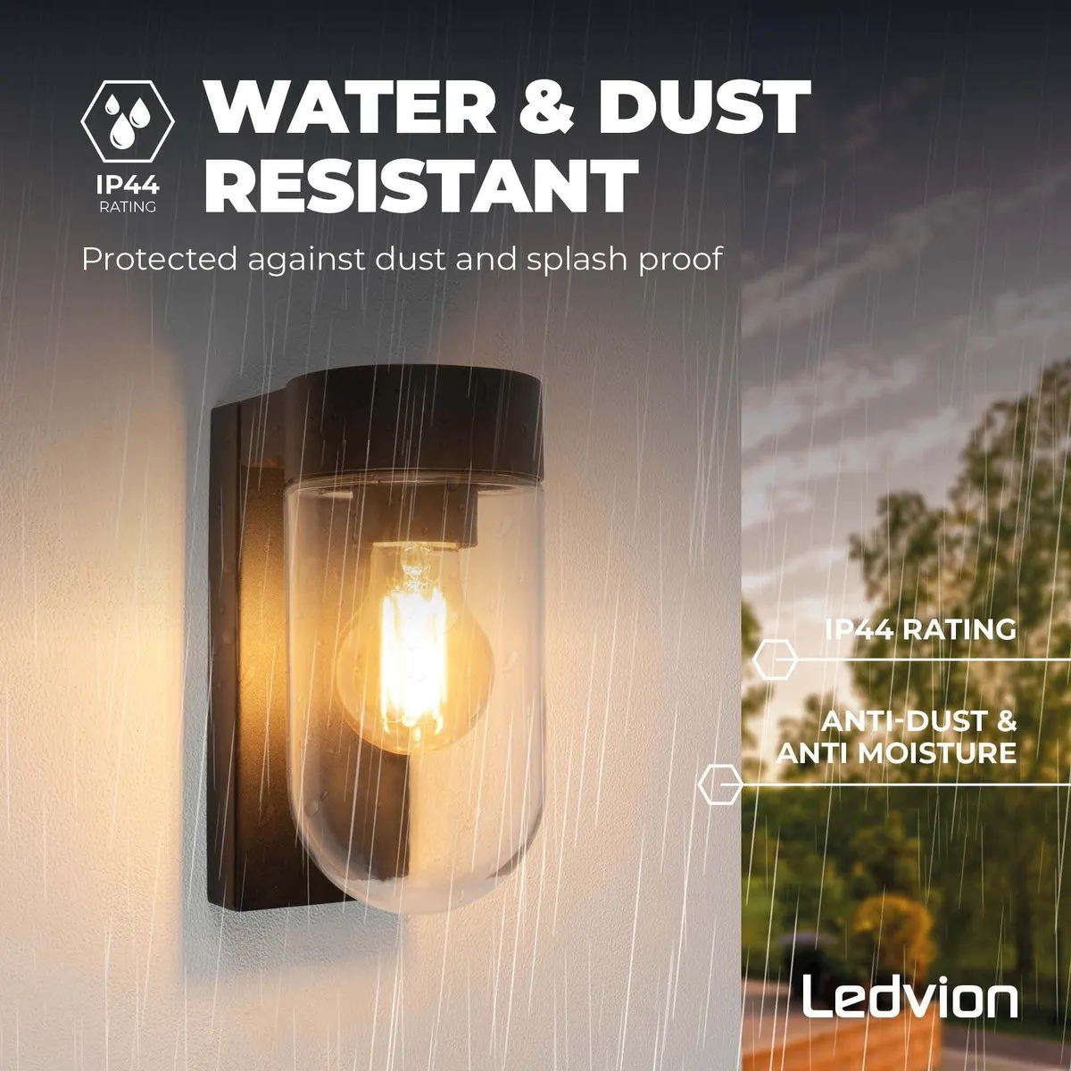 Ledvion Wandlamp E27 IP44 - 2x 0,5W Zwart