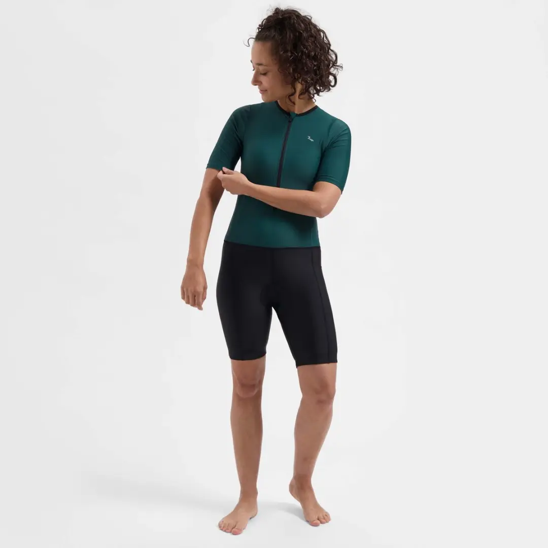 Rogelli Florida Dames & Heren Trisuit - Korte mouw - Zwart/Donkerblauwgroen