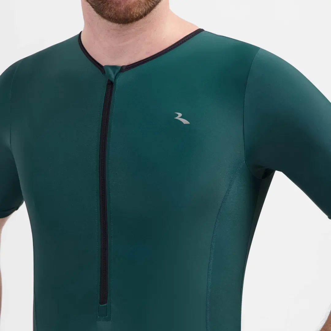 Rogelli Florida Dames & Heren Trisuit - Korte mouw - Zwart/Donkerblauwgroen