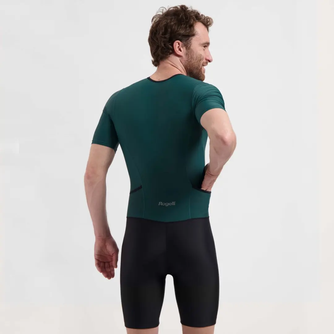Rogelli Florida Dames & Heren Trisuit - Korte mouw - Zwart/Donkerblauwgroen