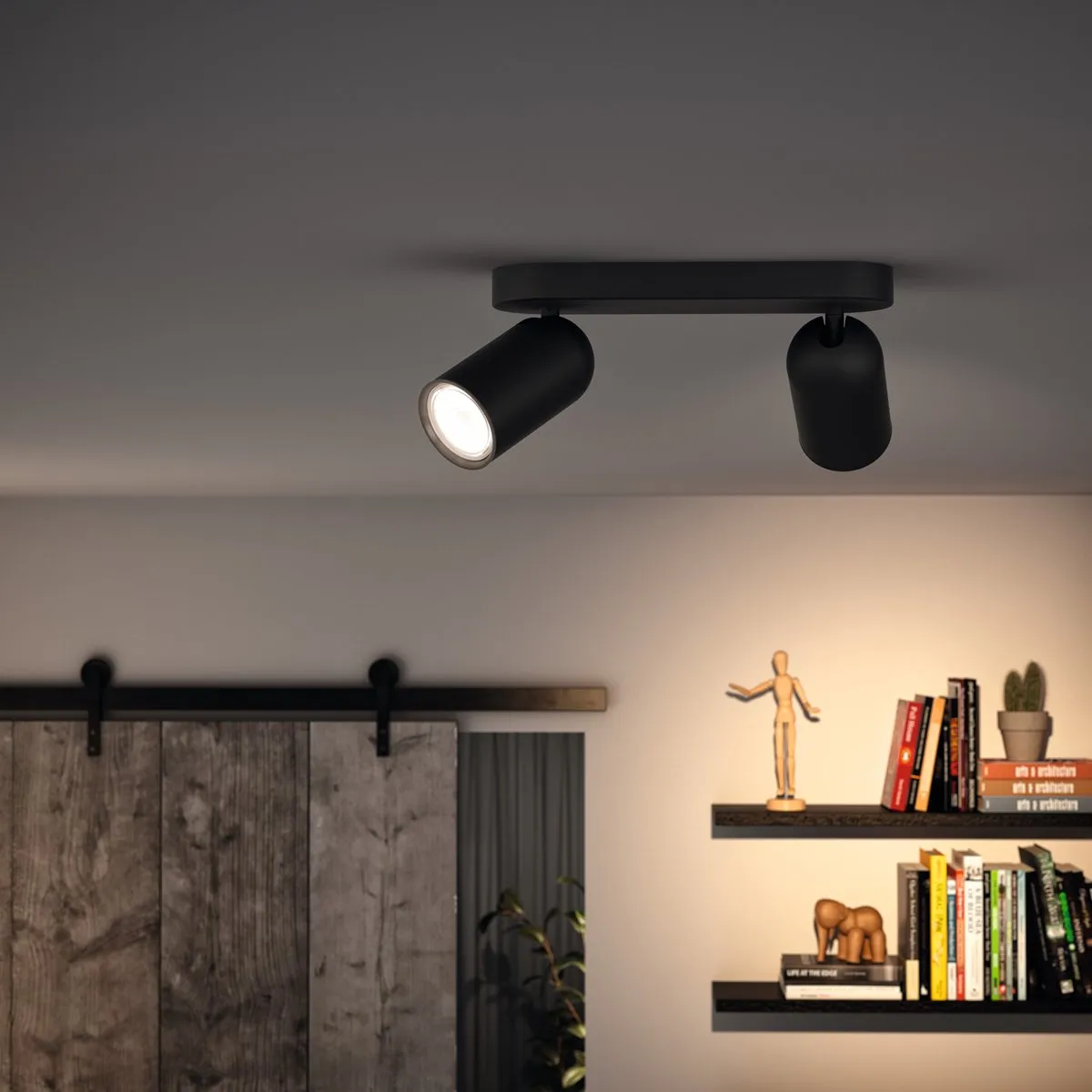 Philips Pongee Opbouwspot Zwart - 2x GU10 4,6W Warmwit